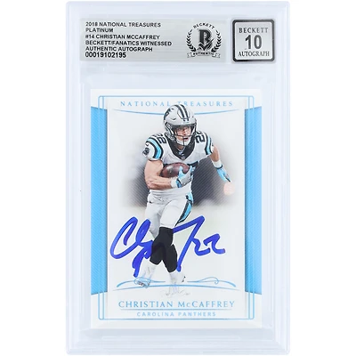 Christian McCaffrey Carolina Panthers Autographed 2018 Panini National Treasures Platinum #14 #1/1 Beckett Fanatics Witnessed Authenticated 10 Card