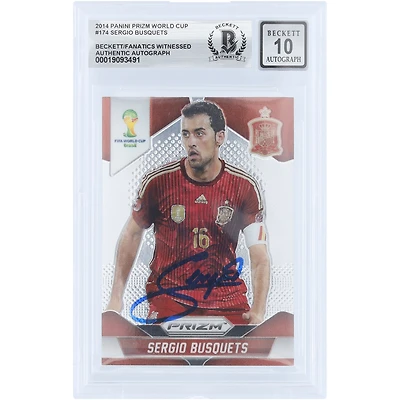 Sergio Busquets Spain National Team Autographed 2014 Panini Prizm World Cup #174 Beckett Fanatics Witnessed Authenticated 10 Card