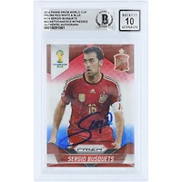 Sergio Busquets Spain National Team Autographed 2014 Panini Prizm World Cup Red White & Blue Prizm #174 Beckett Fanatics Witnessed Authenticated 10 Card