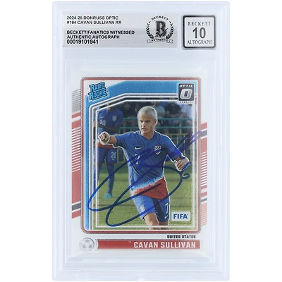 Cavan Sullivan USMNT Autographed 2024-25 Panini Donruss Optic Rated Rookie #184 Beckett Fanatics Witnessed Authenticated /10 Rookie Card