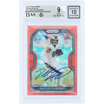 Dallas Goedert Philadelphia Eagles Autographed 2020 Panini Prizm Prizms Red Ice #171 Beckett Fanatics Witnessed Authenticated 9/10 Card
