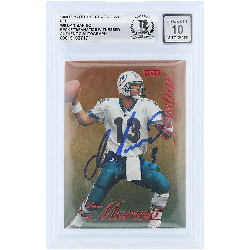 Dan Marino Miami Dolphins Autographed 1998 Playoff Prestige Retail Red #66 Beckett Fanatics Witnessed Authenticated 10 Card