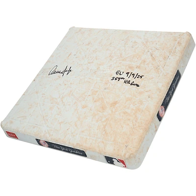 Aaron Judge New York Yankees Autographed Game-Used Base vs. Detroit Tigers on September 9, 2025 with 359th Home Run Game Inscription - First Base - Aaron Judge NYY 5th All-Time HR Record