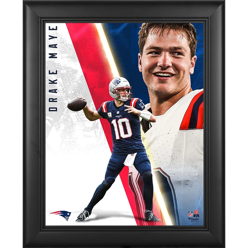 Drake Maye New England Patriots Framed 13" x 16" Radiance Collage
