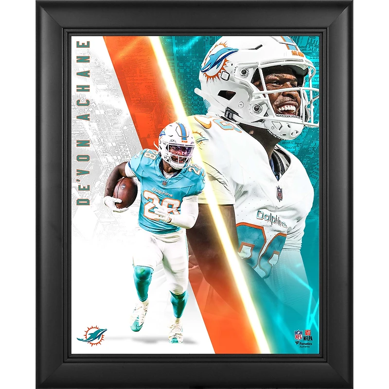 De’Von Achane Miami Dolphins Framed 13" x 16" Radiance Collage