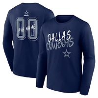 Men's Navy Dallas Cowboys Hustle Personalized Name & Number Long Sleeve T-Shirt