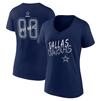 Women's Navy Dallas Cowboys Hustle Personalized Name & Number V-Neck T-Shirt