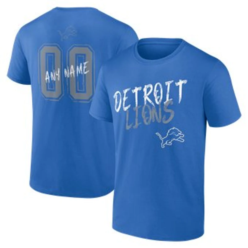 Men's Blue Detroit Lions Hustle Personalized Name & Number T-Shirt