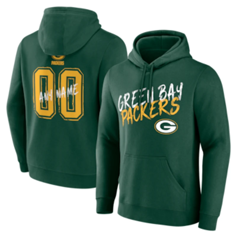 Men's Green Green Bay Packers Hustle Personalized Name & Number Hoodie