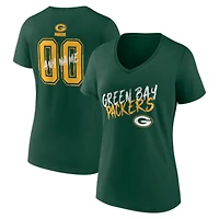 Women's Green Green Bay Packers Hustle Personalized Name & Number V-Neck T-Shirt