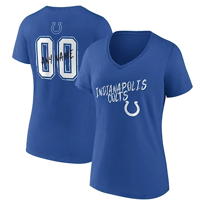 Women's Royal Indianapolis Colts Hustle Personalized Name & Number V-Neck T-Shirt