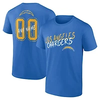 Men's Powder Blue Los Angeles Chargers Hustle Personalized Name & Number T-Shirt