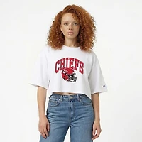 Women's Champion  White Kansas City Chiefs Boyfriend Cropped T-Shirt