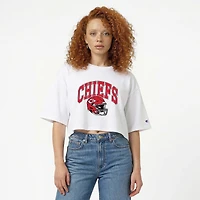 Women's Champion  White Kansas City Chiefs Boyfriend Cropped T-Shirt