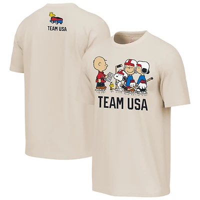 Men's Outerstuff  Cream Team USA x Peanuts Team Hustle T-Shirt