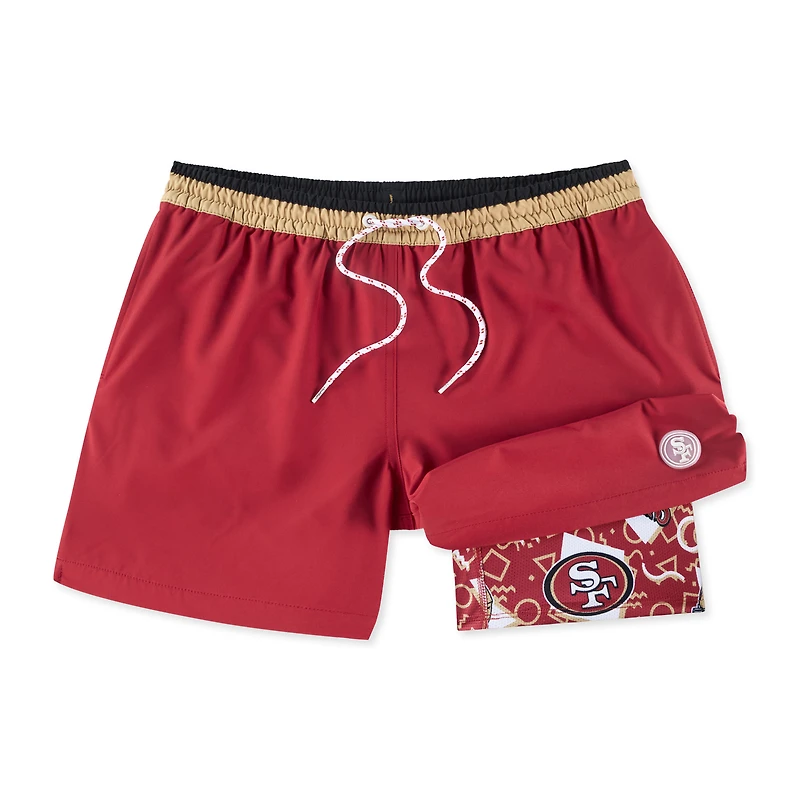 Men's Chubbies Cardinal San Francisco 49ers The Secret Lined Swim Trunks