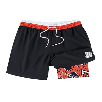 Men's Chubbies Black Cincinnati Bengals The Secret Lined Swim Trunks