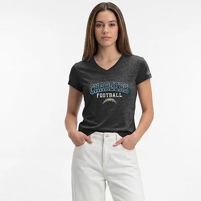 Women's Champion Black Los Angeles Chargers Triumph Tri-Blend V-Neck T-Shirt