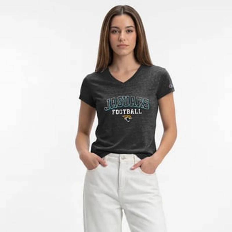 Women's Champion Black Jacksonville Jaguars Triumph Tri-Blend V-Neck T-Shirt