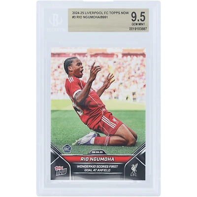Rio Ngumoha Liverpool 2024-25 Topps Now Wonderkid Scores First Goal at Anfield #3 BGS Authenticated 9.5 Rookie Card