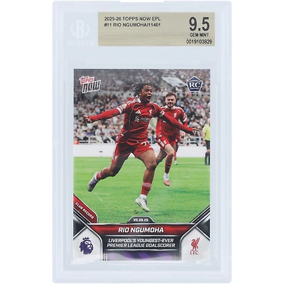 Rio Ngumoha Liverpool 2025-26 Topps Now Liverpool's Youngest-Ever Premier League Goalscorer #11 BGS Authenticated 9.5 Rookie Card