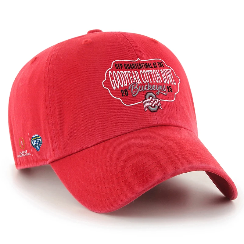 Men's '47 Scarlet Ohio State Buckeyes College Football Playoff 2025 Cotton Bowl Clean Up Adjustable Hat