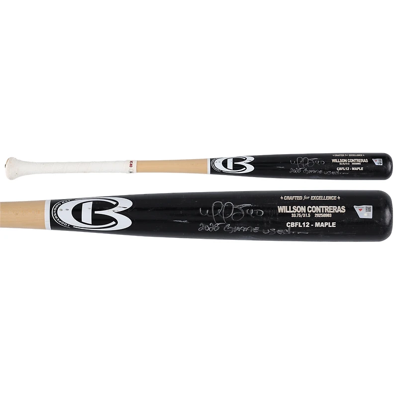 Willson Contreras St. Louis Cardinals Autographed Game-Used Black/Tan Cooperstown Bat from the 2025 MLB Season with "2025 Game Used" Inscription - NF70453361