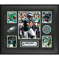 Saquon Barkley Philadelphia Eagles Framed 20" x 24" 5-Photo Collage with a Piece of Game-Used Football - Limited Edition of 500