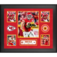 Travis Kelce Kansas City Chiefs Framed 20" x 24" 5-Photo Collage with a Piece of Game-Used Football - Limited Edition of 500
