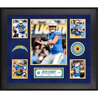 Justin Herbert Los Angeles Chargers Framed 20" x 24" 5-Photo Collage with a Piece of Game-Used Football - Limited Edition of 500