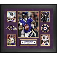 Lamar Jackson Baltimore Ravens Framed 20" x 24" 5-Photo Collage with a Piece of Game-Used Football - Limited Edition of 500
