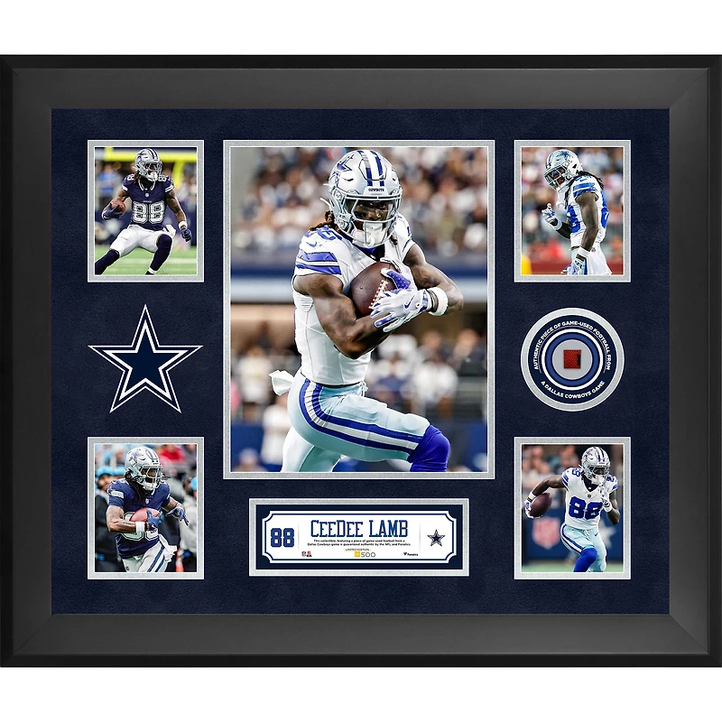 CeeDee Lamb Dallas Cowboys Framed 20" x 24" 5-Photo Collage with a Piece of Game-Used Football - Limited Edition of 500