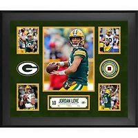 Jordan Love Green Bay Packers Framed 20" x 24" 5-Photo Collage with a Piece of Game-Used Football - Limited Edition of 500