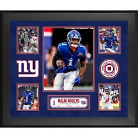Malik Nabers New York Giants Framed 20" x 24" 5-Photo Collage with a Piece of Game-Used Football - Limited Edition of 500
