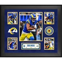 Puka Nacua Los Angeles Rams Framed 20" x 24" 5-Photo Collage with a Piece of Game-Used Football - Limited Edition of 500