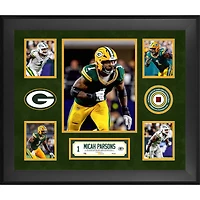 Micah Parsons Green Bay Packers Framed 20" x 24" 5-Photo Collage with a Piece of Game-Used Football - Limited Edition of 500