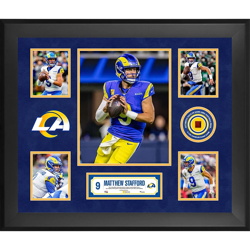 Matthew Stafford Los Angeles Rams Framed 20" x 24" 5-Photo Collage with a Piece of Game-Used Football - Limited Edition of 500