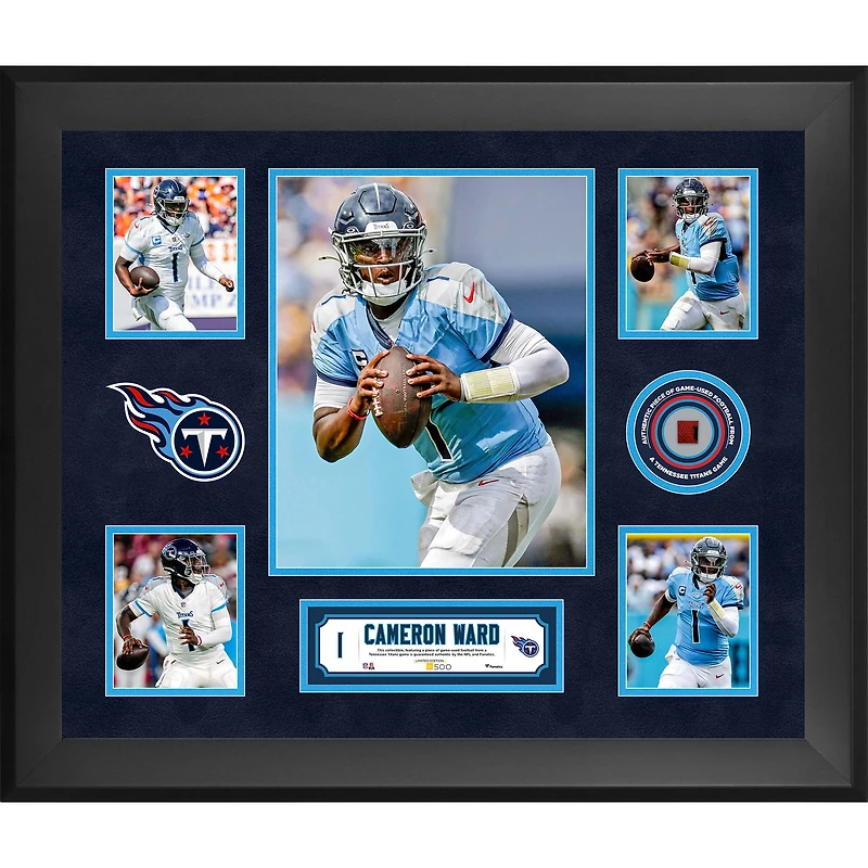 Cameron Ward Tennessee Titans Framed 20" x 24" 5-Photo Collage with a Piece of Game-Used Football - Limited Edition of 500