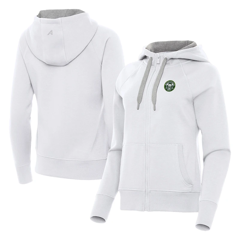 Women's Antigua White Boston Common Golf Victory Full-Zip Hoodie
