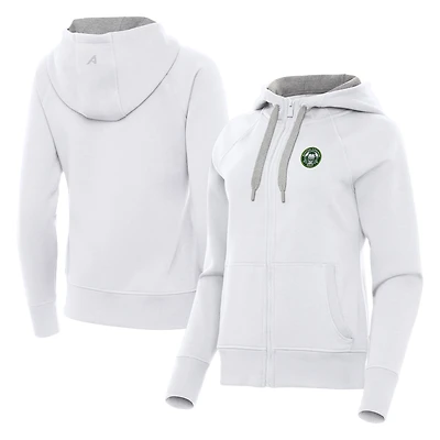 Women's Antigua White Boston Common Golf Victory Full-Zip Hoodie