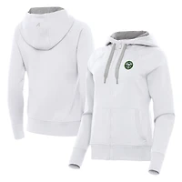 Women's Antigua White Boston Common Golf Victory Full-Zip Hoodie