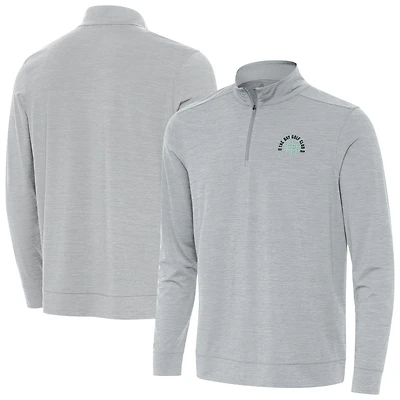 Men's Antigua Heather Gray The Bay Golf Club Bright Quarter-Zip Pullover