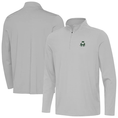 Men's Antigua Gray Boston Common Golf Twine Quarter-Zip Pullover
