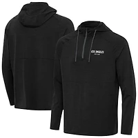 Men's Antigua Heather Black Los Angeles Golf Club Spikes Quarter-Zip Hoodie