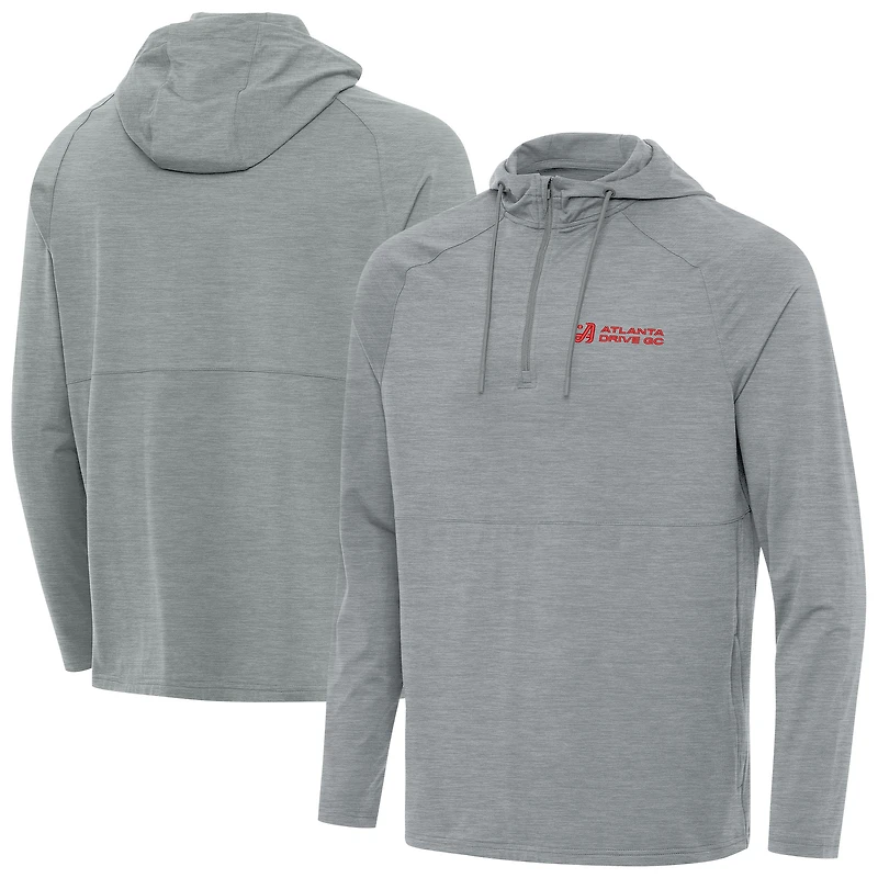 Men's Antigua Heather Gray Atlanta Drive GC Spikes Quarter-Zip Hoodie