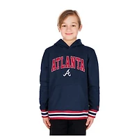 Youth New Era Navy Atlanta Braves Knit Trim Pullover Hoodie