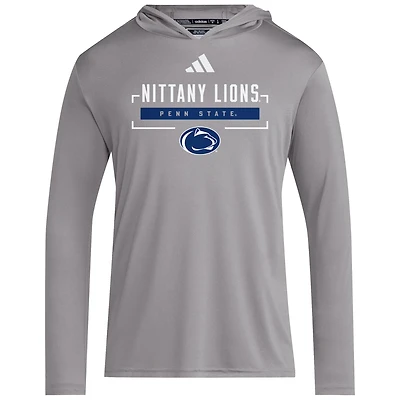 Men's adidas Gray Penn State Nittany Lions D4T Long Sleeve Hooded T-Shirt