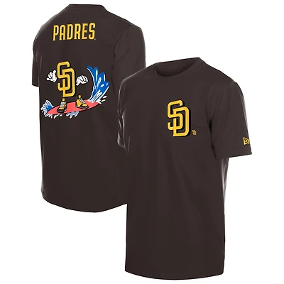 Men's New Era Brown San Diego Padres Cartoon Logo T-Shirt