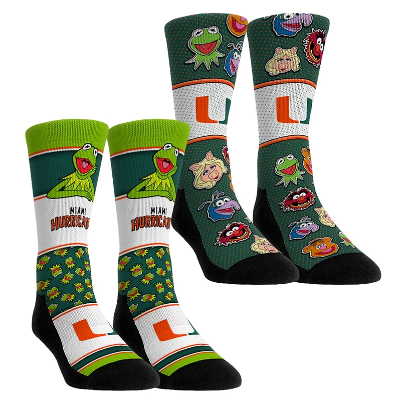 Youth Rock Em Socks Miami Hurricanes Muppets 2-Pack Crew Socks Set