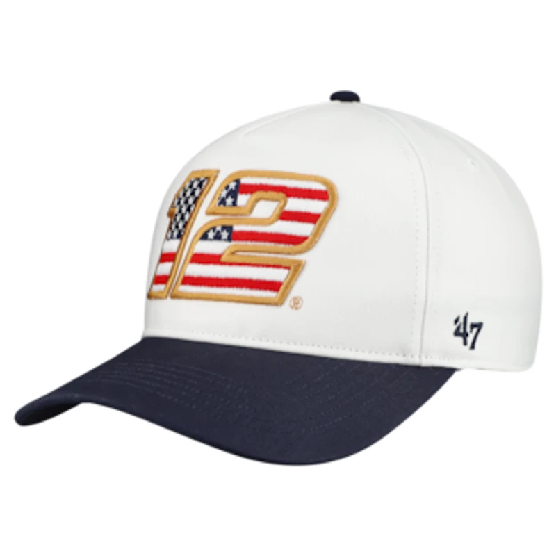 Men's '47 White Ryan Blaney Flag Fill Two-Tone Team Adjustable Hitch Hat
